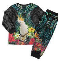 Sulphur-crested Cockatoo New Zealand Christmas Pajama Set Paua Shell Aotearoa Maori Tropical Flowers - Polynesian Pride