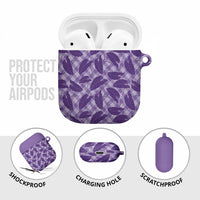 Purple Hawaii Kalo Palaka Motifs AirPods Case Hawaiian Taro Leaves Elegant Vibes - Polynesian Pride