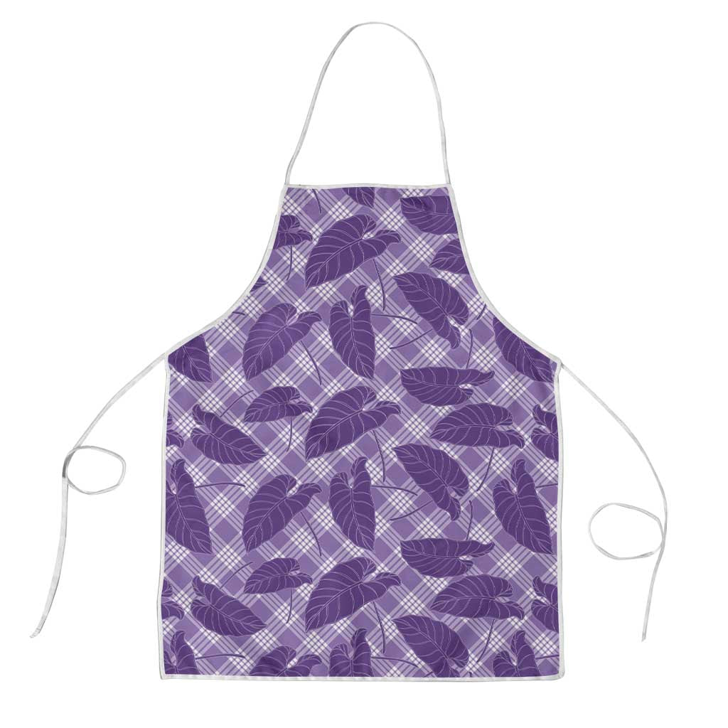 Purple Hawaii Kalo Palaka Motifs Apron Hawaiian Taro Leaves Elegant Vibes - Polynesian Pride
