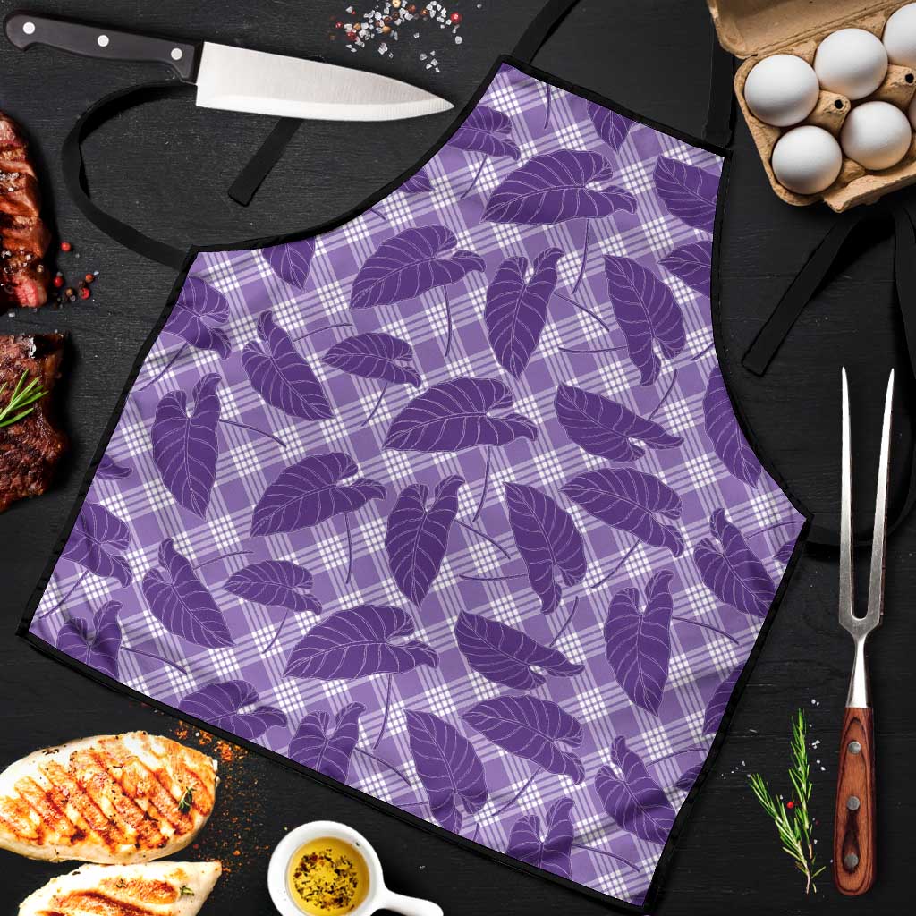 Purple Hawaii Kalo Palaka Motifs Apron Hawaiian Taro Leaves Elegant Vibes - Polynesian Pride