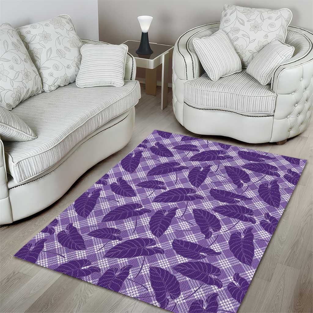 Purple Hawaii Kalo Palaka Motifs Area Rug Hawaiian Taro Leaves Elegant Vibes - Polynesian Pride