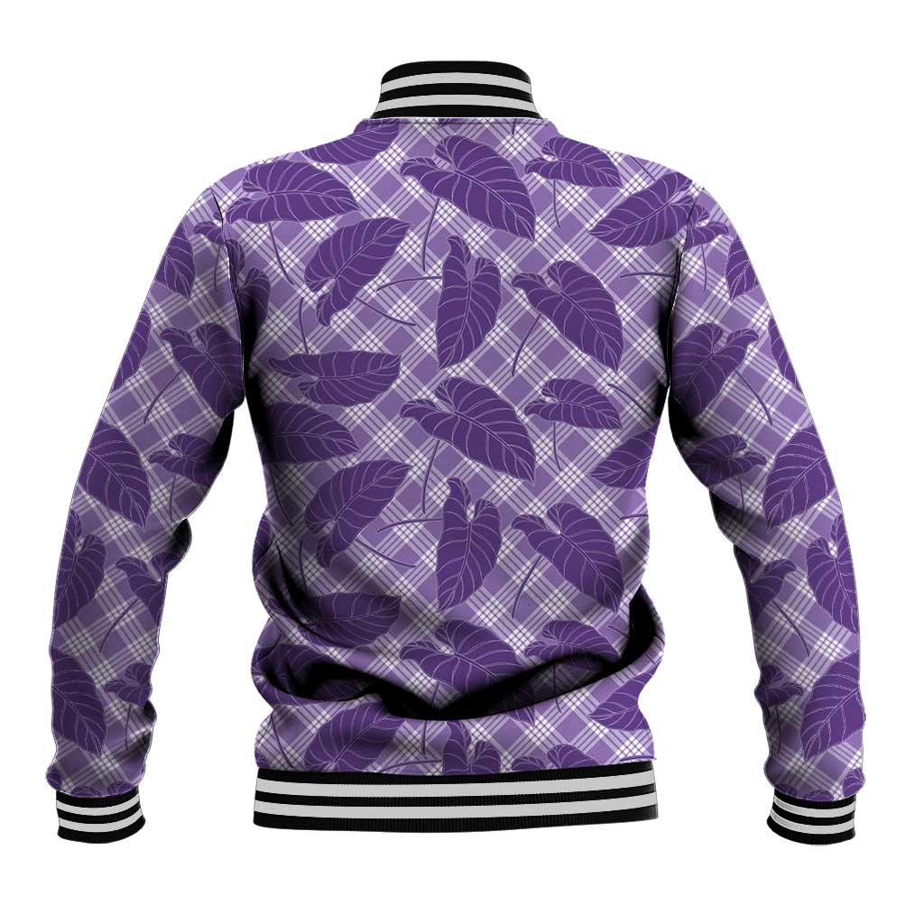Purple Hawaii Kalo Palaka Motifs Baseball Jacket Hawaiian Taro Leaves Elegant Vibes LT14 - Polynesian Pride