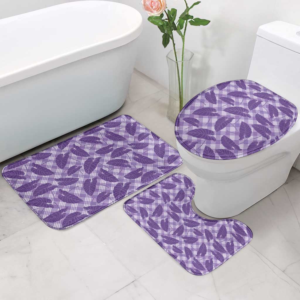 Purple Hawaii Kalo Palaka Motifs Bathroom Set Hawaiian Taro Leaves Elegant Vibes LT14 - Polynesian Pride