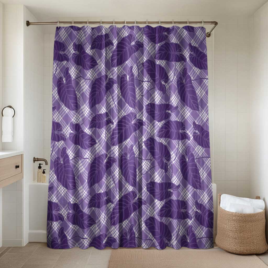 Purple Hawaii Kalo Palaka Motifs Bathroom Set Hawaiian Taro Leaves Elegant Vibes LT14 Shower Curtain Only Purple - Polynesian Pride