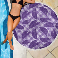 Purple Hawaii Kalo Palaka Motifs Beach Blanket Hawaiian Taro Leaves Elegant Vibes - Polynesian Pride
