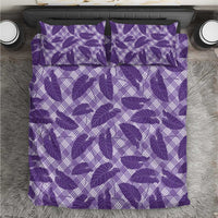 Purple Hawaii Kalo Palaka Motifs Bedding Set Hawaiian Taro Leaves Elegant Vibes - Polynesian Pride