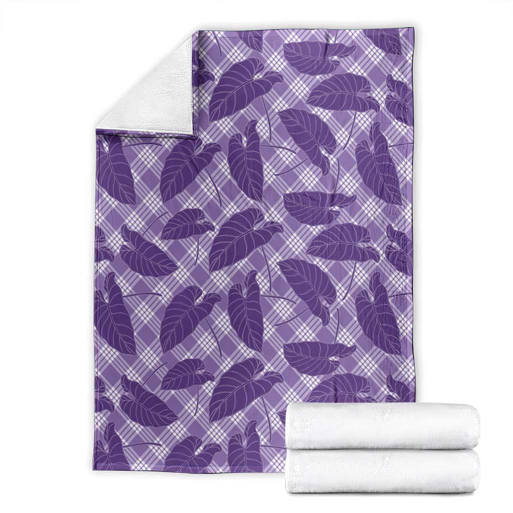 Purple Hawaii Kalo Palaka Motifs Blanket Hawaiian Taro Leaves Elegant Vibes - Polynesian Pride