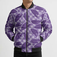 Purple Hawaii Kalo Palaka Motifs Bomber Puffer Jacket Hawaiian Taro Leaves Elegant Vibes LT14 - Polynesian Pride