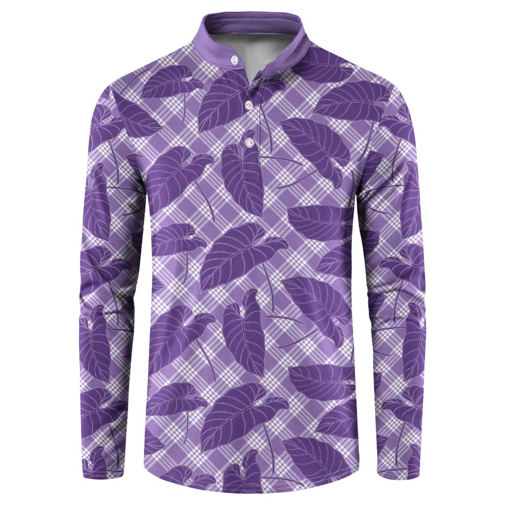 Purple Hawaii Kalo Palaka Motifs Button Sweatshirt Hawaiian Taro Leaves Elegant Vibes LT14 Purple - Polynesian Pride