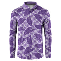 Purple Hawaii Kalo Palaka Motifs Button Sweatshirt Hawaiian Taro Leaves Elegant Vibes LT14 Purple - Polynesian Pride