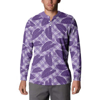 Purple Hawaii Kalo Palaka Motifs Button Sweatshirt Hawaiian Taro Leaves Elegant Vibes LT14 - Polynesian Pride