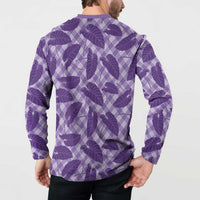 Purple Hawaii Kalo Palaka Motifs Button Sweatshirt Hawaiian Taro Leaves Elegant Vibes LT14 - Polynesian Pride
