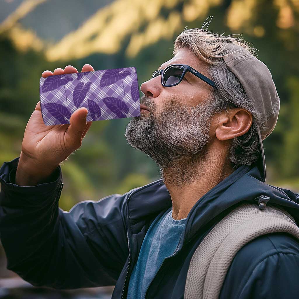Purple Hawaii Kalo Palaka Motifs 4 in 1 Can Cooler Tumbler Hawaiian Taro Leaves Elegant Vibes - Polynesian Pride