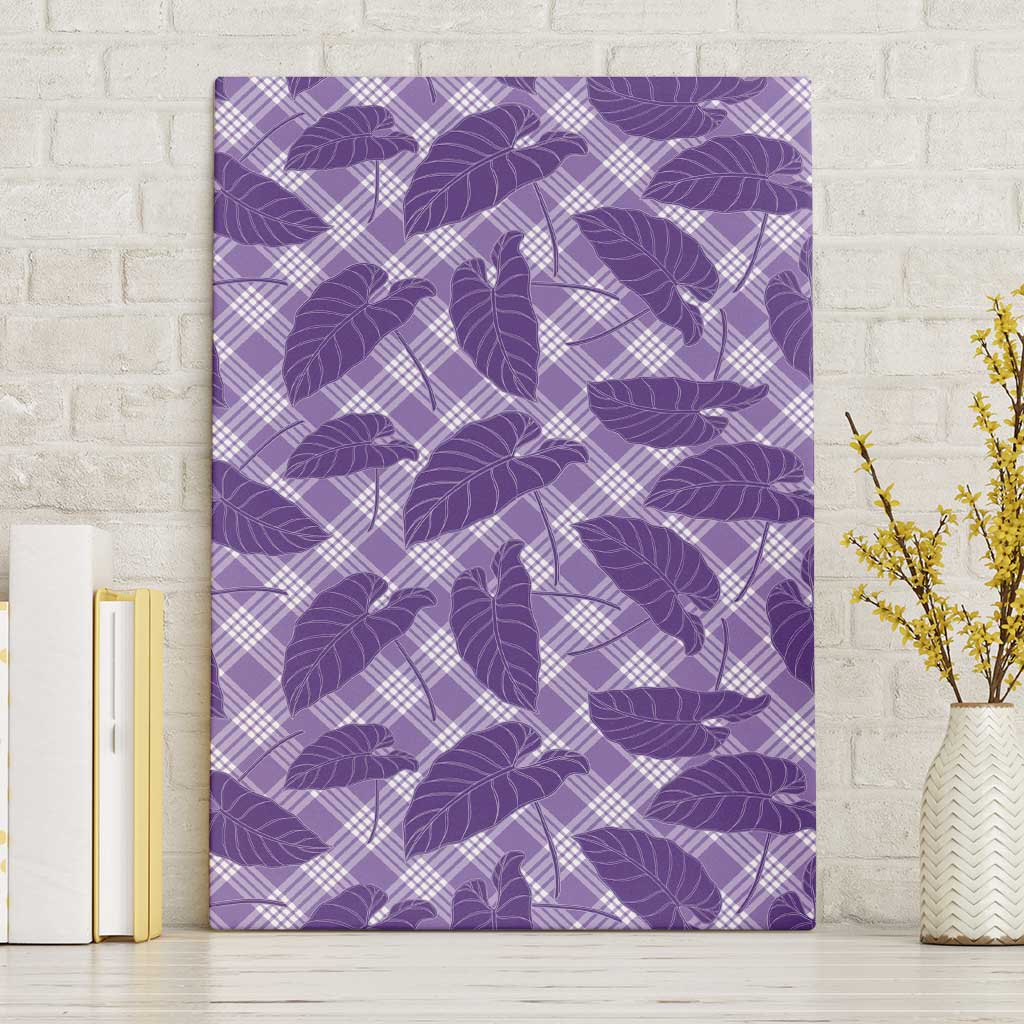 Purple Hawaii Kalo Palaka Motifs Canvas Wall Art Hawaiian Taro Leaves Elegant Vibes LT14 Without Frame Purple - Polynesian Pride