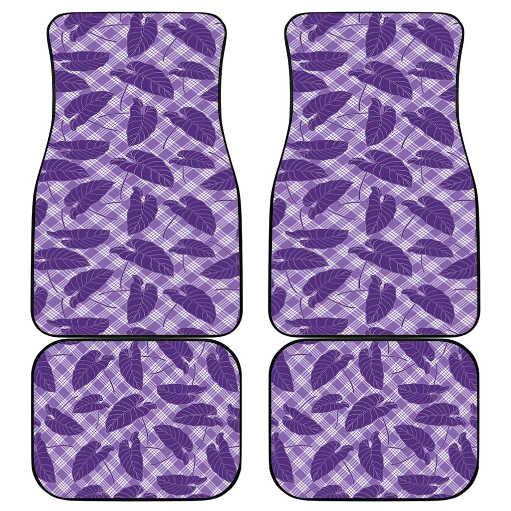 Purple Hawaii Kalo Palaka Motifs Car Mats Hawaiian Taro Leaves Elegant Vibes - Polynesian Pride