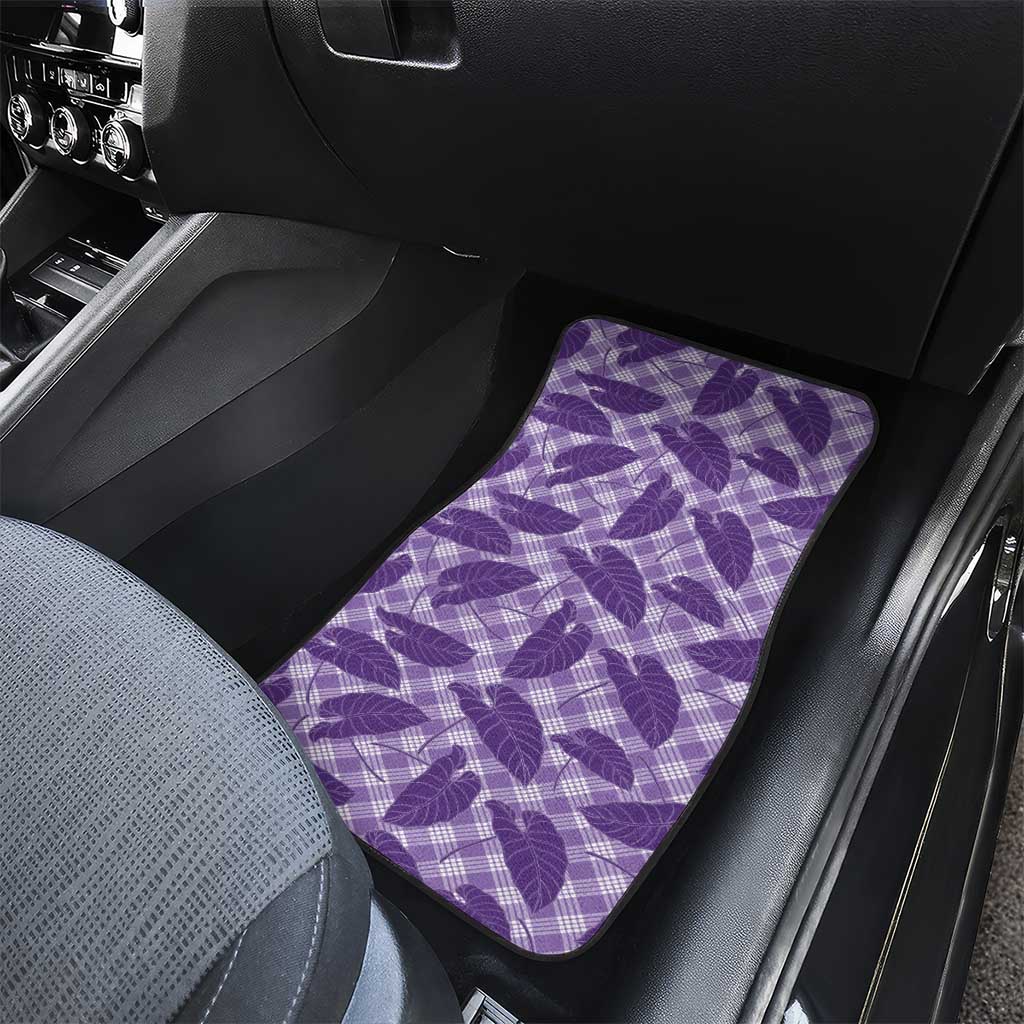 Purple Hawaii Kalo Palaka Motifs Car Mats Hawaiian Taro Leaves Elegant Vibes - Polynesian Pride