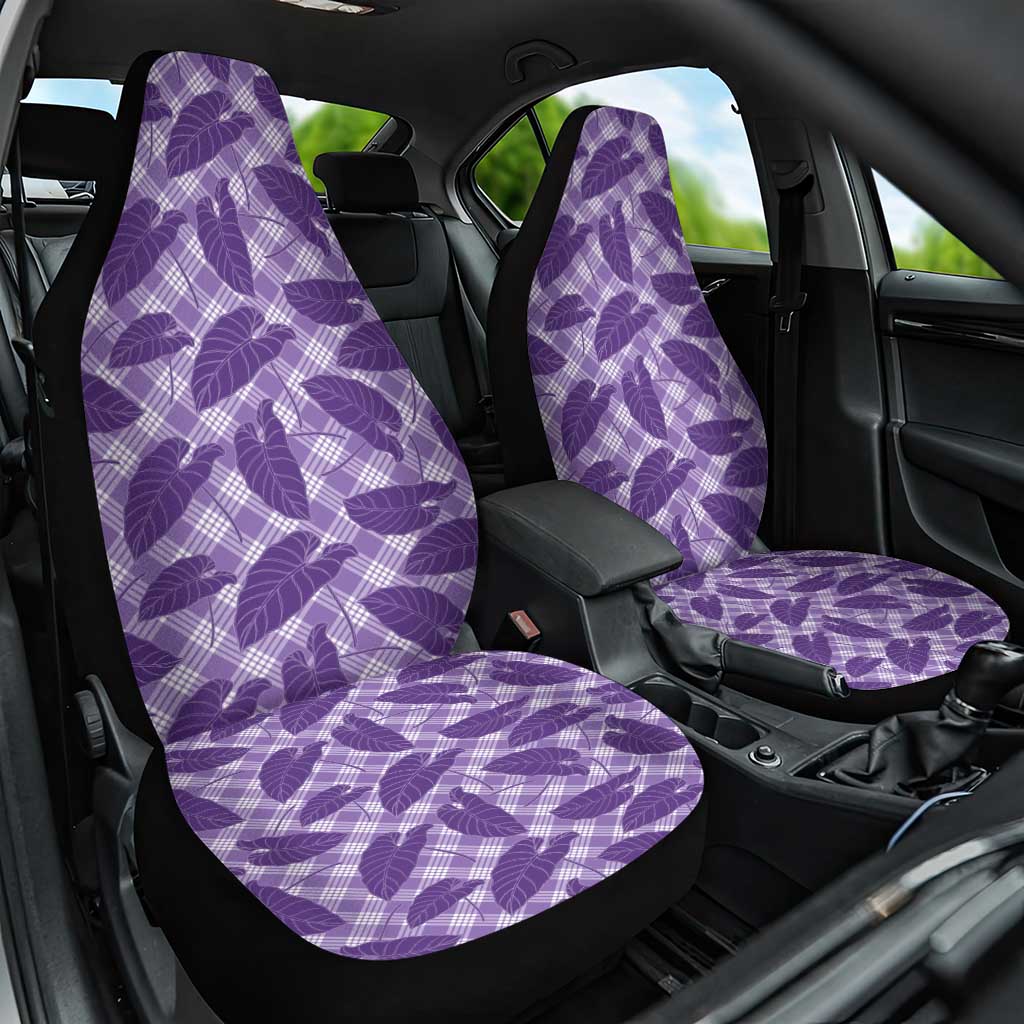 Purple Hawaii Kalo Palaka Motifs Car Seat Cover Hawaiian Taro Leaves Elegant Vibes - Polynesian Pride