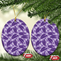 Purple Hawaii Kalo Palaka Motifs Ceramic Ornament Hawaiian Taro Leaves Elegant Vibes - Polynesian Pride