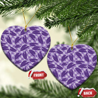 Purple Hawaii Kalo Palaka Motifs Ceramic Ornament Hawaiian Taro Leaves Elegant Vibes - Polynesian Pride