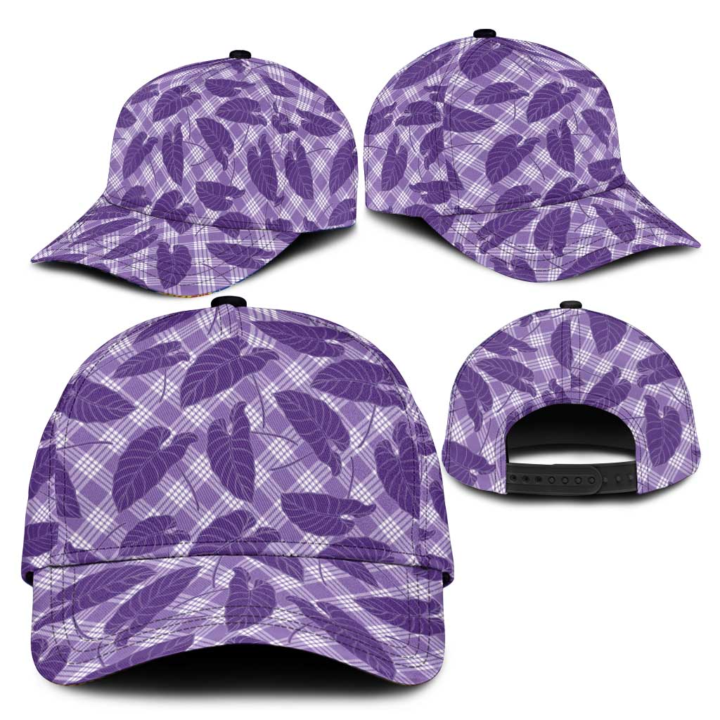 Purple Hawaii Kalo Palaka Motifs Classic Cap Hawaiian Taro Leaves Elegant Vibes LT14 - Polynesian Pride
