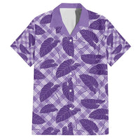 Purple Hawaii Kalo Palaka Motifs Family Matching Long Sleeve Bodycon Dress and Hawaiian Shirt Hawaiian Taro Leaves Elegant Vibes - Polynesian Pride