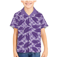 Purple Hawaii Kalo Palaka Motifs Family Matching Mermaid Dress and Hawaiian Shirt Hawaiian Taro Leaves Elegant Vibes - Polynesian Pride