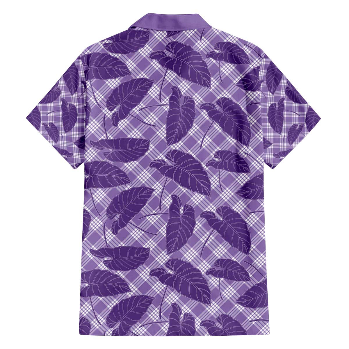 Purple Hawaii Kalo Palaka Motifs Family Matching Off The Shoulder Long Sleeve Dress and Hawaiian Shirt Hawaiian Taro Leaves Elegant Vibes - Polynesian Pride