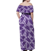 Purple Hawaii Kalo Palaka Motifs Family Matching Off Shoulder Maxi Dress and Hawaiian Shirt Hawaiian Taro Leaves Elegant Vibes - Polynesian Pride