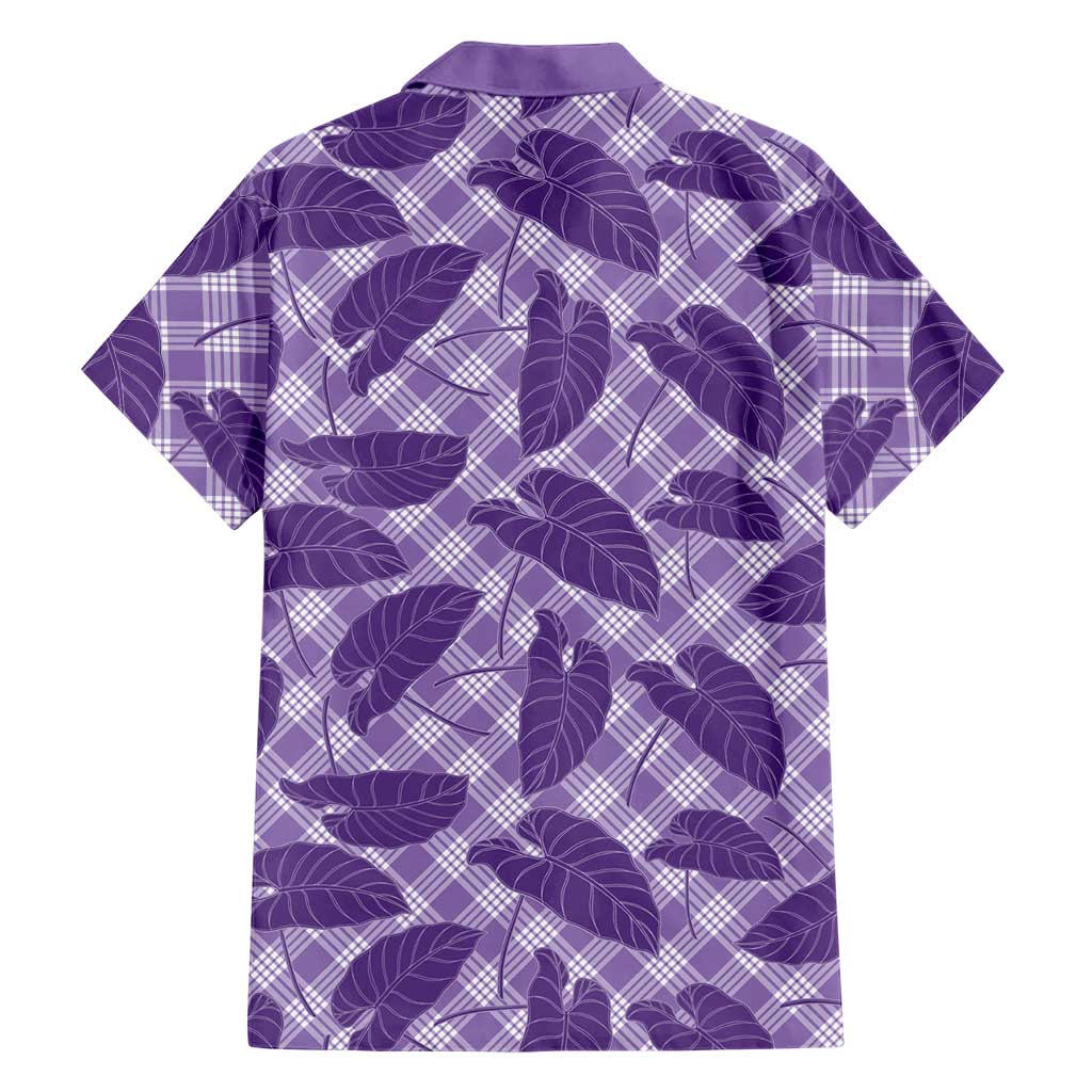 Purple Hawaii Kalo Palaka Motifs Family Matching Puletasi and Hawaiian Shirt Hawaiian Taro Leaves Elegant Vibes - Polynesian Pride