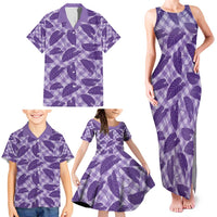 Purple Hawaii Kalo Palaka Motifs Family Matching Tank Maxi Dress and Hawaiian Shirt Hawaiian Taro Leaves Elegant Vibes - Polynesian Pride