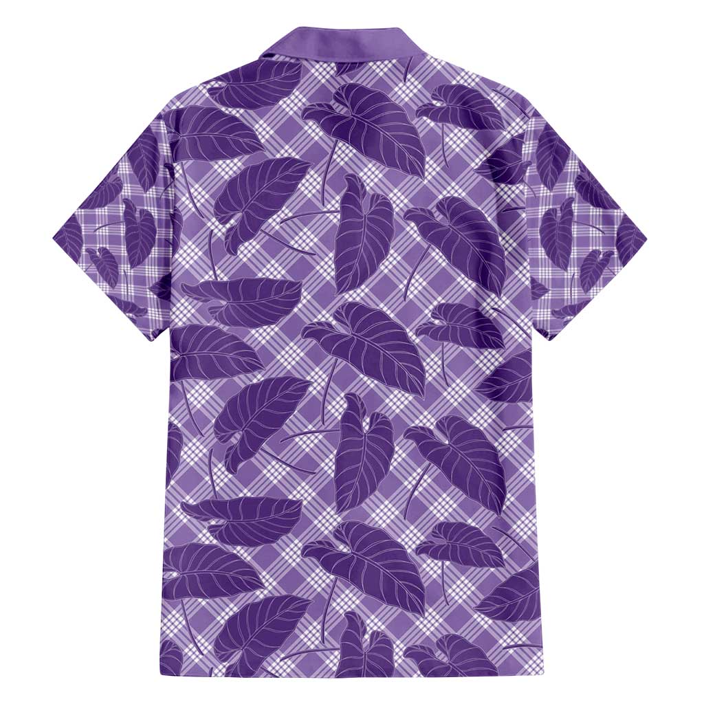 Purple Hawaii Kalo Palaka Motifs Family Matching Tank Maxi Dress and Hawaiian Shirt Hawaiian Taro Leaves Elegant Vibes - Polynesian Pride