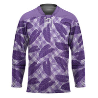 Purple Hawaii Kalo Palaka Motifs Hockey Jersey Hawaiian Taro Leaves Elegant Vibes - Polynesian Pride