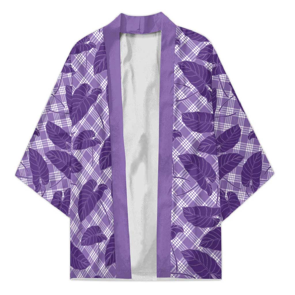 Purple Hawaii Kalo Palaka Motifs Kimono Hawaiian Taro Leaves Elegant Vibes - Polynesian Pride