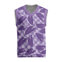 Purple Hawaii Kalo Palaka Motifs Christmas Knitted V-Neck Vest Hawaiian Taro Leaves Elegant Vibes - Polynesian Pride