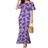 Purple Hawaii Kalo Palaka Motifs Mermaid Dress Hawaiian Taro Leaves Elegant Vibes - Polynesian Pride