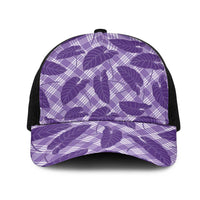 Purple Hawaii Kalo Palaka Motifs Mesh Trucker Cap Hawaiian Taro Leaves Elegant Vibes LT14 One Size Black Purple - Polynesian Pride
