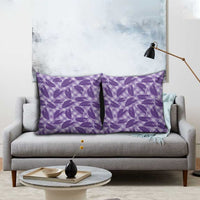 Purple Hawaii Kalo Palaka Motifs Pillow Cover Hawaiian Taro Leaves Elegant Vibes - Polynesian Pride