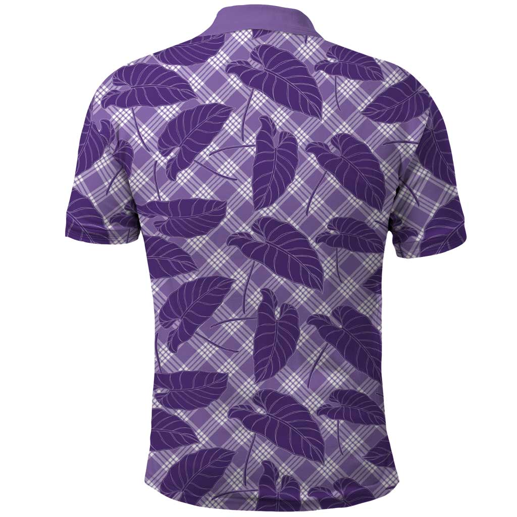 Purple Hawaii Kalo Palaka Motifs Polo Shirt Hawaiian Taro Leaves Elegant Vibes - Polynesian Pride