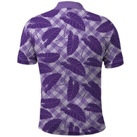 Purple Hawaii Kalo Palaka Motifs Polo Shirt Hawaiian Taro Leaves Elegant Vibes - Polynesian Pride