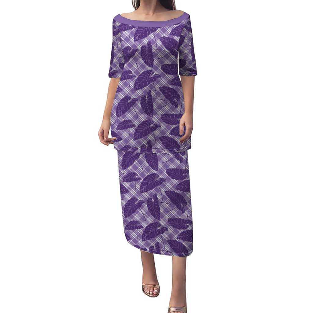 Purple Hawaii Kalo Palaka Motifs Puletasi Hawaiian Taro Leaves Elegant Vibes - Polynesian Pride