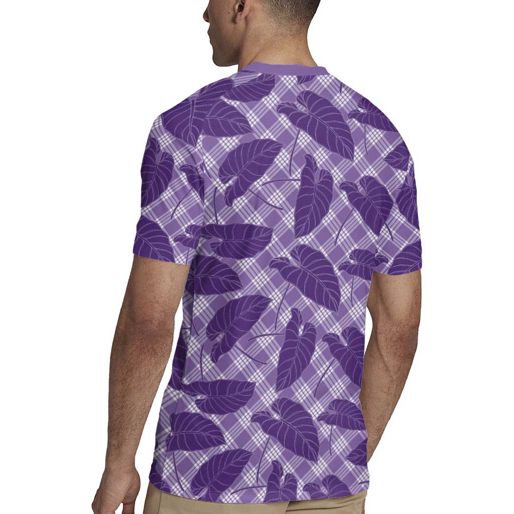 Purple Hawaii Kalo Palaka Motifs Rugby Jersey Hawaiian Taro Leaves Elegant Vibes - Polynesian Pride