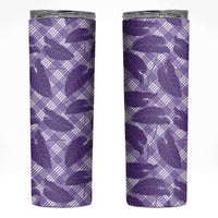 Purple Hawaii Kalo Palaka Motifs Skinny Tumbler Hawaiian Taro Leaves Elegant Vibes - Polynesian Pride