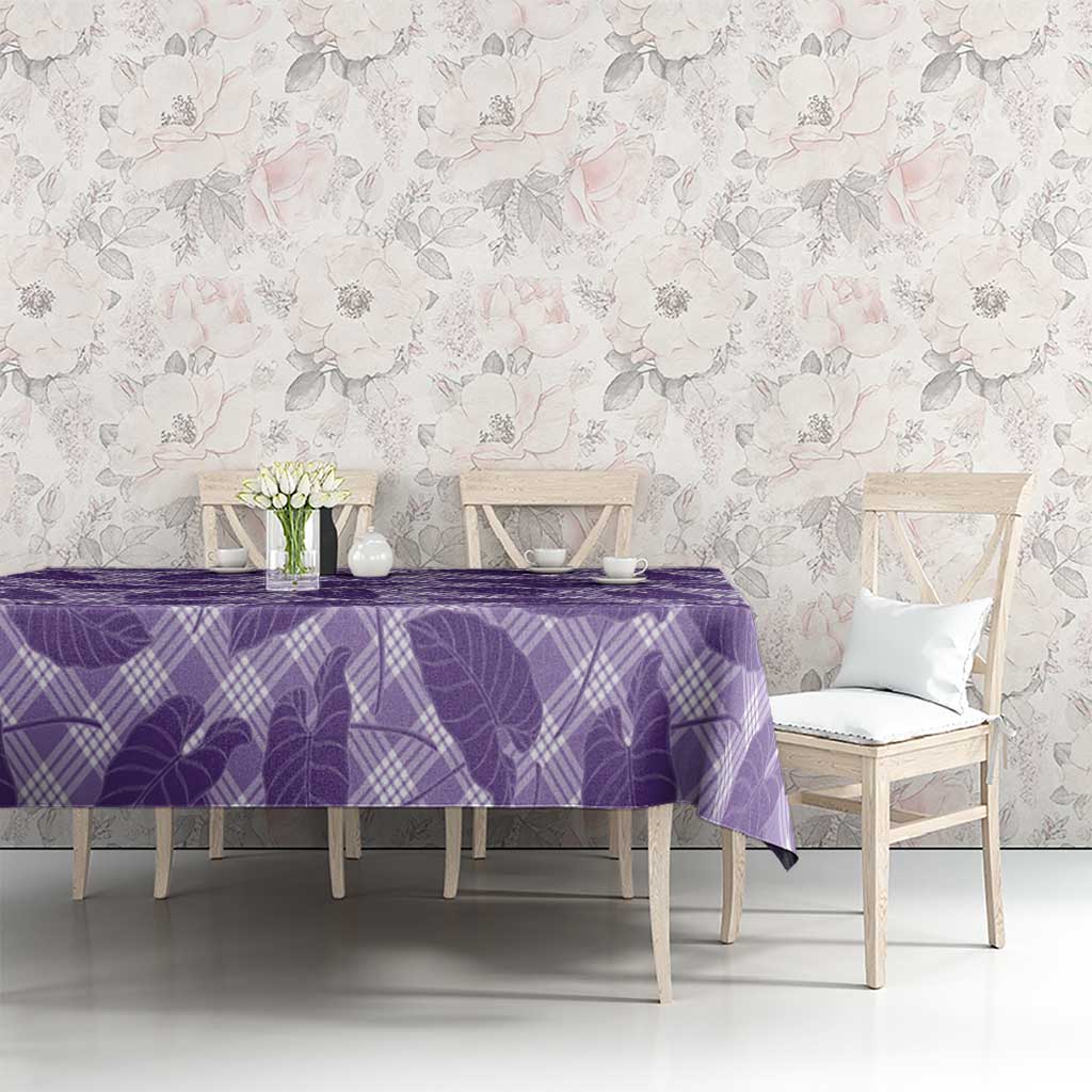 Purple Hawaii Kalo Palaka Motifs Tablecloth Hawaiian Taro Leaves Elegant Vibes LT14 - Polynesian Pride