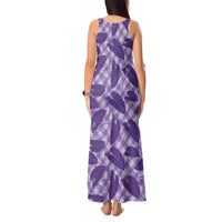 Purple Hawaii Kalo Palaka Motifs Tank Maxi Dress Hawaiian Taro Leaves Elegant Vibes - Polynesian Pride