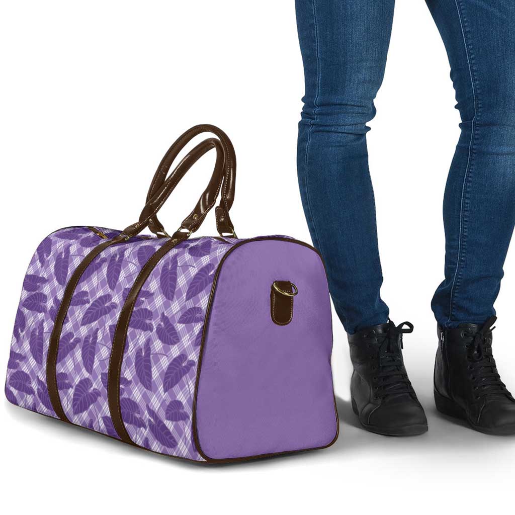 Purple Hawaii Kalo Palaka Motifs Travel Bag Hawaiian Taro Leaves Elegant Vibes - Polynesian Pride