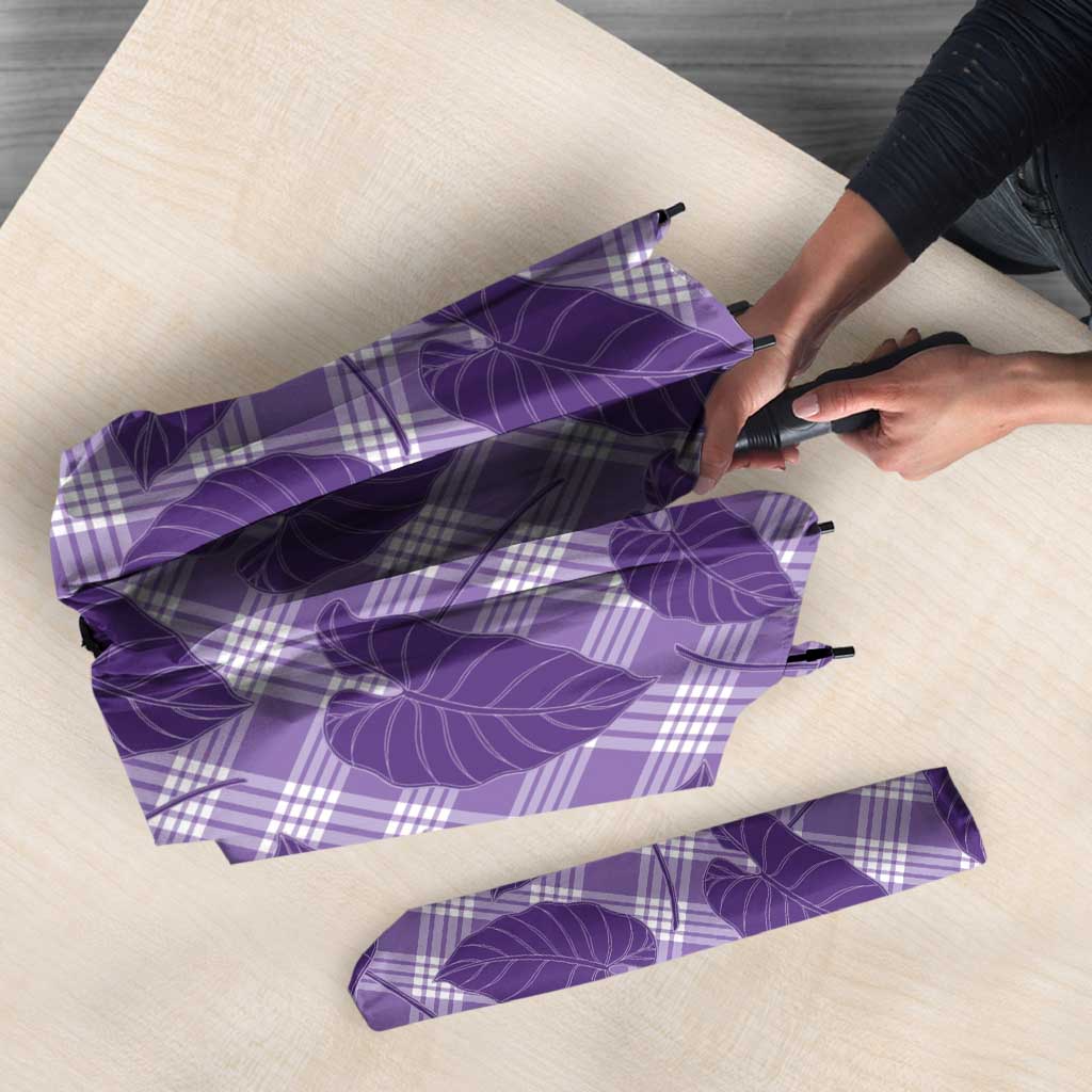 Purple Hawaii Kalo Palaka Motifs Umbrella Hawaiian Taro Leaves Elegant Vibes LT14 - Polynesian Pride