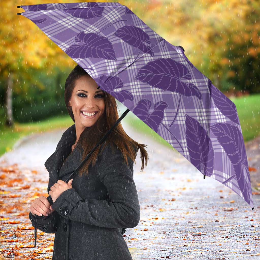 Purple Hawaii Kalo Palaka Motifs Umbrella Hawaiian Taro Leaves Elegant Vibes LT14 - Polynesian Pride