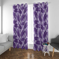 Purple Hawaii Kalo Palaka Motifs Window Curtain Hawaiian Taro Leaves Elegant Vibes - Polynesian Pride