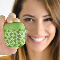 Green Hawaii Kalo Palaka Motifs AirPods Case Hawaiian Taro Leaves Elegant Vibes - Polynesian Pride