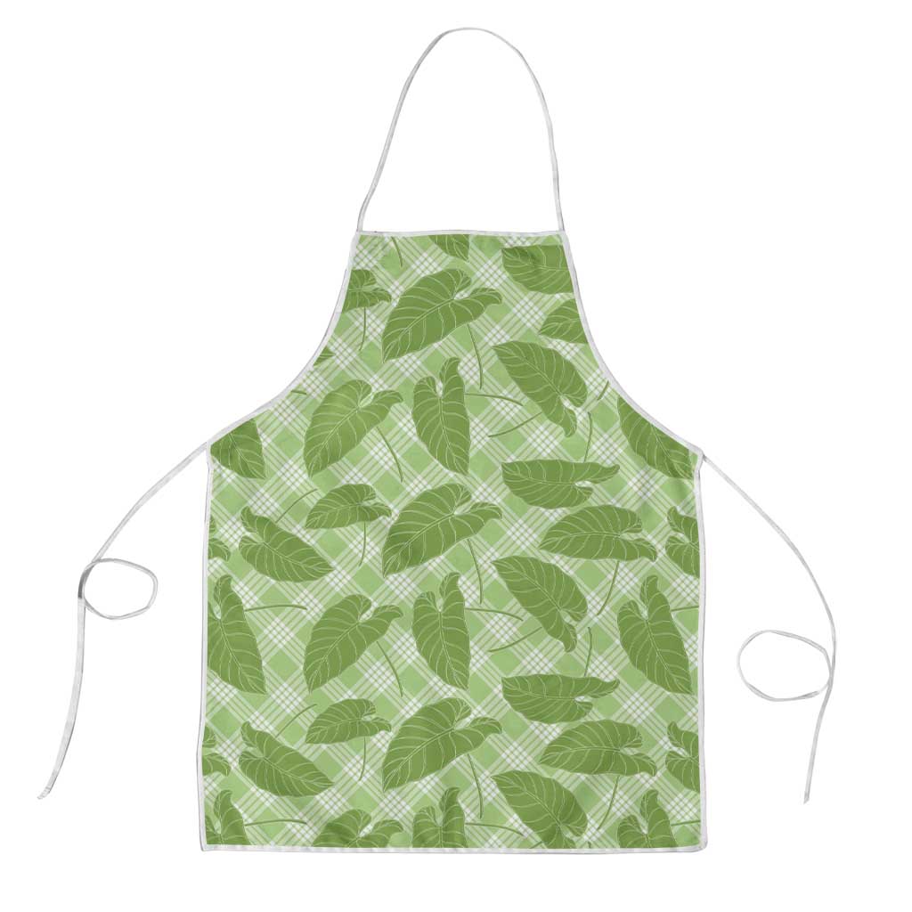 Green Hawaii Kalo Palaka Motifs Apron Hawaiian Taro Leaves Elegant Vibes - Polynesian Pride